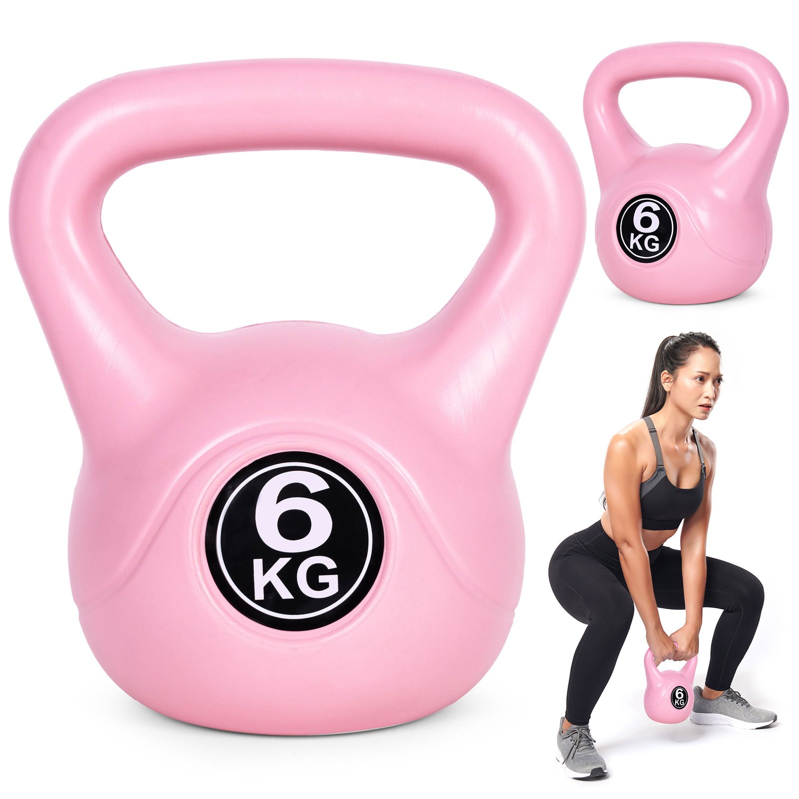 Rožinis kettlebelas 6 kg pratimams