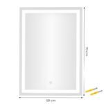 Sieninis vonios veidrodis su LED apšvietimu, 50x70 cm, trijų šviesos spalvų