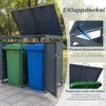 Metalinė šiukšliadėžių talpykla su pakeliamu dangčiu (Pilka) – Paveikslėlis 4