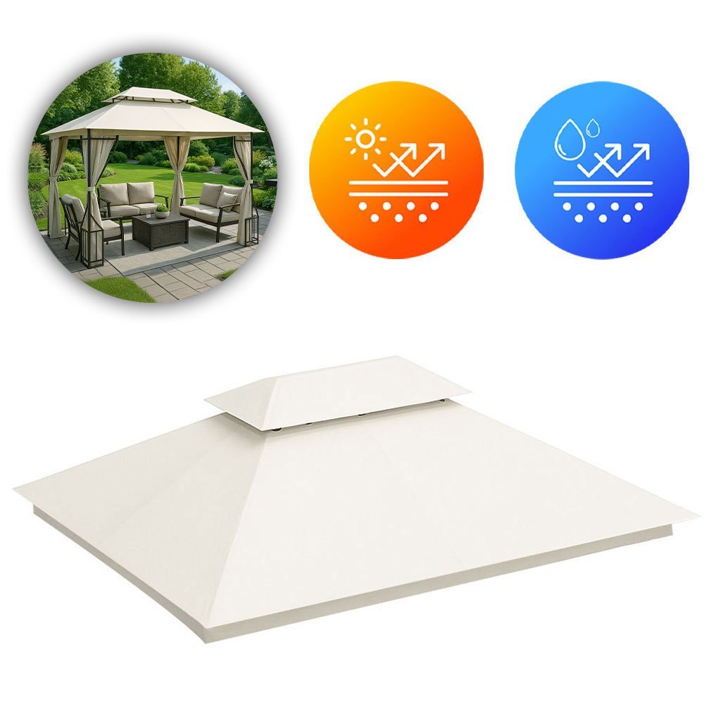 Smėlio spalvos sodo paviljono stogas 3x4 m