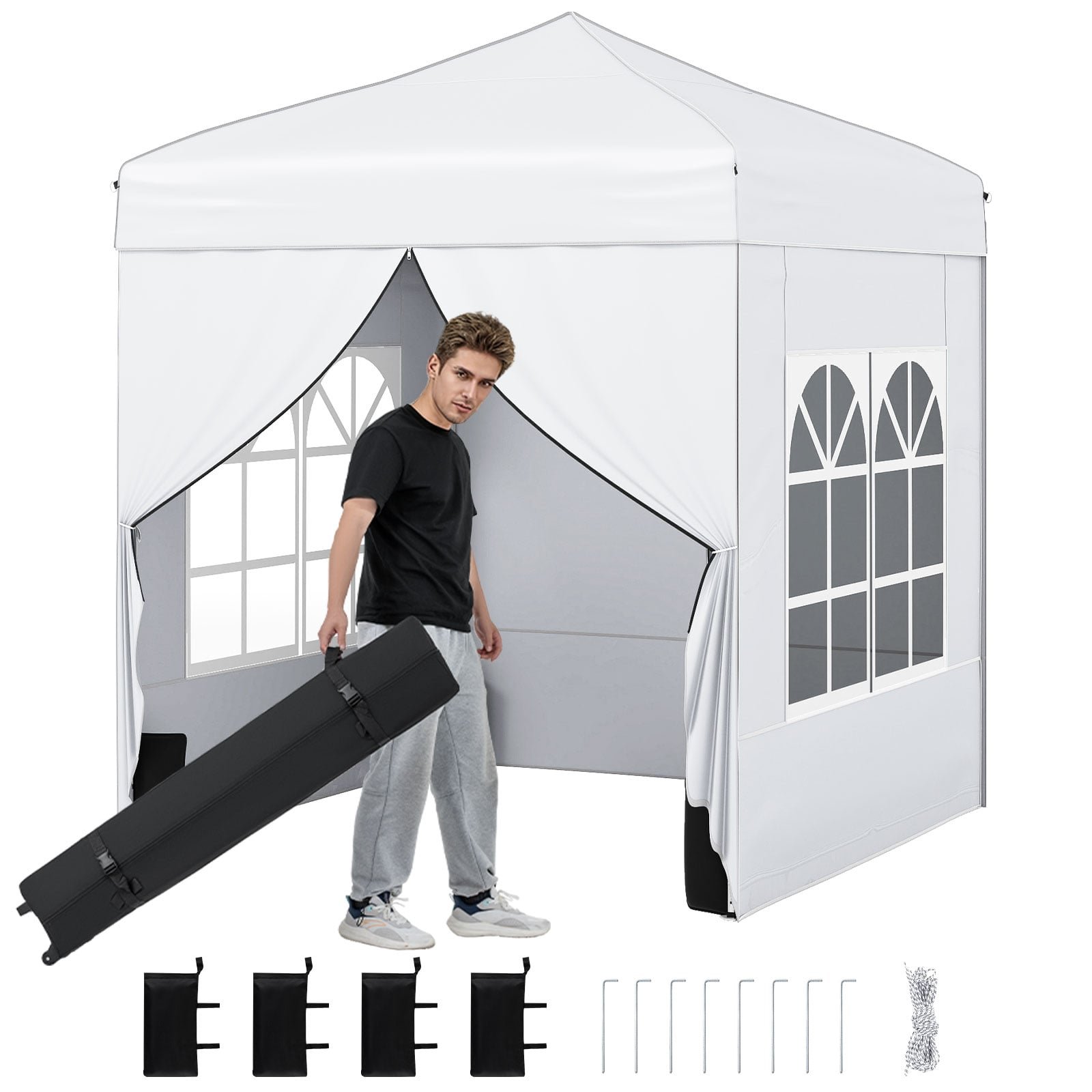 Sodo paviljonas sulankstomas su nuimamomis sienomis 2x2 m (Balta) Sodo paviljonas sulankstomas su nuimamomis sienomis 2x2 m (Balta)