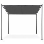 Sodo pergola 300x300 cm, plieninė konstrukcija, pilkas stogelis – Paveikslėlis 5