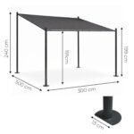 Sodo pergola 300x300 cm, plieninė konstrukcija, pilkas stogelis – Paveikslėlis 9