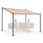 Sodo pergola 3x3 m su plieniniu rėmu ir smėlio spalvos stogeliu