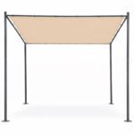 Sodo pergola 3x3 m su plieniniu rėmu ir smėlio spalvos stogeliu