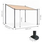 Sodo pergola 3x3 m su plieniniu rėmu ir smėlio spalvos stogeliu