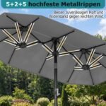 Sodo skėtis dvigubas stačiakampis su rankeniniu mechanizmu 300x160 cm (Pilka) – Paveikslėlis 2