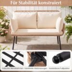 Sodo sofa 2 vietų poliratano su pagalvėlėmis ir porankiais (Smėlio spalvos) – Paveikslėlis 5