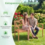 Sodo suoliukas dvivietis akacijos medienos su atlošu ir porankiais (Natūrali)