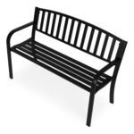 Sodo suoliukas su atlošu, metalinis, juodas, 120x50 cm – Paveikslėlis 5
