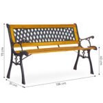 Sodo suoliukas su medine sėdyne, ketaus kojomis ir ažūriniu atlošu 126x51 cm – Paveikslėlis 10