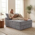 Sofa-lova sulankstoma daugiafunkcinė 2in1 (Pilka) – Paveikslėlis 4