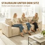 Sofa-lova 3-vietė su daiktadėže ir 9 pagalvėmis, kordo audinys – Paveikslėlis 7