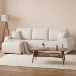 Sofa-lova L formos trivietė veliūrinė su apverčiamu gultu ir daiktadėže