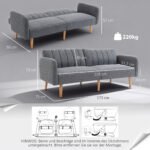 Sofa-lova dvivietė su reguliuojamais atlošais ir lino imitacijos apmušalais – Paveikslėlis 3
