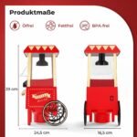 Spragėsių (Popkornų) kepimo aparatas retro stiliaus karšto oro technologija 1200W (Raudona)