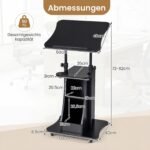 Nešiojamo kompiuterio stalas ergonomiškas reguliuojamo aukščio mobilus su pakreipiama plokšte (Juoda) – Paveikslėlis 2