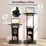 Nešiojamo kompiuterio stalas ergonomiškas reguliuojamo aukščio mobilus su pakreipiama plokšte (Juoda) – Paveikslėlis 4