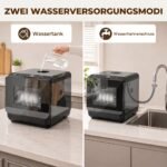 Stalinė mini indaplovė su 6 l talpa, 5 programomis ir džiovinimo funkcija – Paveikslėlis 6