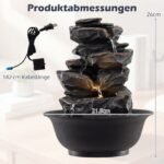 Stalo fontanas su krioklio efektu ir LED apšvietimu (Juoda) – Paveikslėlis 2