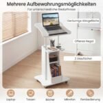 Stovimas mobilus stalas kompiuteriui reguliuojamo aukščio su pasukamu stalviršiu (Balta) – Paveikslėlis 5