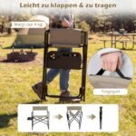 Sulankstoma lauko kėdė su šoniniu staliuku ir gėrimų laikikliu iki 150 kg (Ruda)