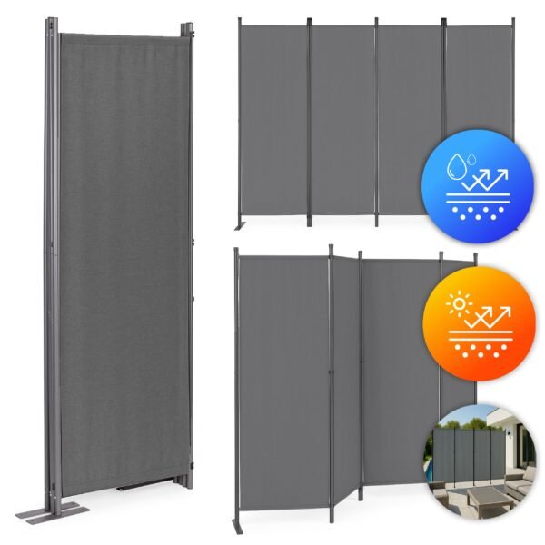 Sulankstoma pilka 4 panelių pertvara 167x216 cm