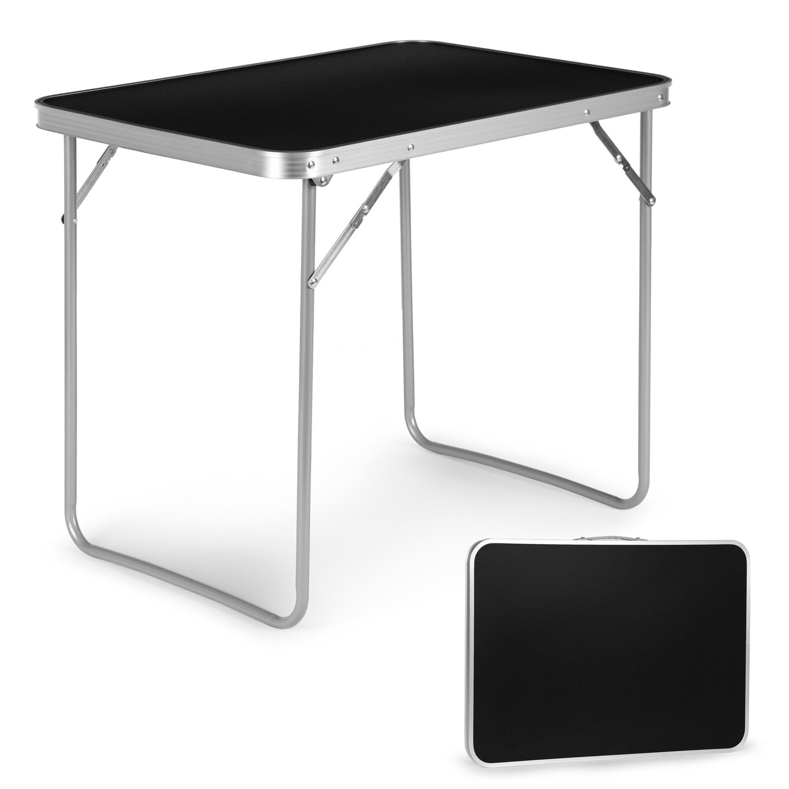Sulankstomas iškylų stalas su juodu 80x60 cm stalviršiu