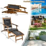 Sulankstomas sodo gultas su ergonomine atrama ir ištraukiama kojų atrama (Ruda) – Paveikslėlis 2