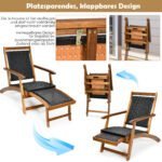 Sulankstomas sodo gultas su ergonomine atrama ir ištraukiama kojų atrama (Ruda) – Paveikslėlis 4