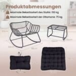 Supamas ergonomiškas krėslas su kojų atrama ir PE ratano apdaila (Juoda) – Paveikslėlis 2