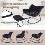 Supamas ergonomiškas krėslas su kojų atrama ir PE ratano apdaila (Juoda) – Paveikslėlis 3