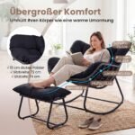 Supamas ergonomiškas krėslas su kojų atrama ir PE ratano apdaila (Juoda) – Paveikslėlis 4