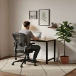 Šviesaus ąžuolo imitacijos rašomasis stalas 120x60 cm – Paveikslėlis 2
