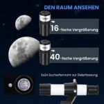 Teleskopas refraktorius pradedantiesiems suaugusiems, su 70 mm objektyvu ir trikoju – Paveikslėlis 5