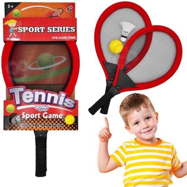Teniso ir badmintono rakečių rinkinys vaikams su kamuoliuku ir plunksnine