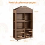 Vaikiška Montessori tipo knygų ir žaislų lentyna su 116 cm saugia konstrukcija (Natūrali) – Paveikslėlis 2