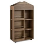 Vaikiška Montessori tipo knygų ir žaislų lentyna su 116 cm saugia konstrukcija (Natūrali)