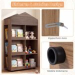 Vaikiška Montessori tipo knygų ir žaislų lentyna su 116 cm saugia konstrukcija (Natūrali) – Paveikslėlis 5