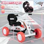 Vaikiškas kartingas su reguliuojama sėdyne ir pedalais varomas (Balta) – Paveikslėlis 2