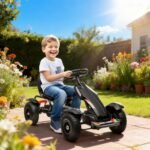 Vaikiškas pedalinis kartingas su reguliuojama sėdyne ir rankiniu stabdžiu