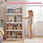 Vaikų knygų lentyna, sieninė, su 4 lentynomis, Montessori stiliaus