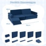 Vaikų modulinė minkšta 10 dalių žaidimų sofa (Mėlyna)