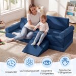 Vaikų modulinė minkšta 10 dalių žaidimų sofa (Mėlyna)