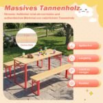Vaikų pikniko stalas sulankstomas su dviem suoliukais (Raudona)