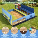 Vaikų smėlio dėžė-automobilis su atlenkiamais suoliukais (Mėlyna)