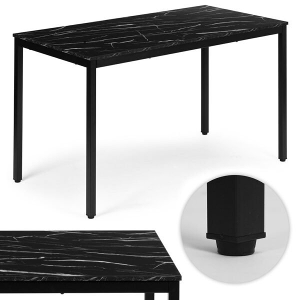 Valgomojo ir rašomojo stalas 120x60 cm juodo marmuro rašto