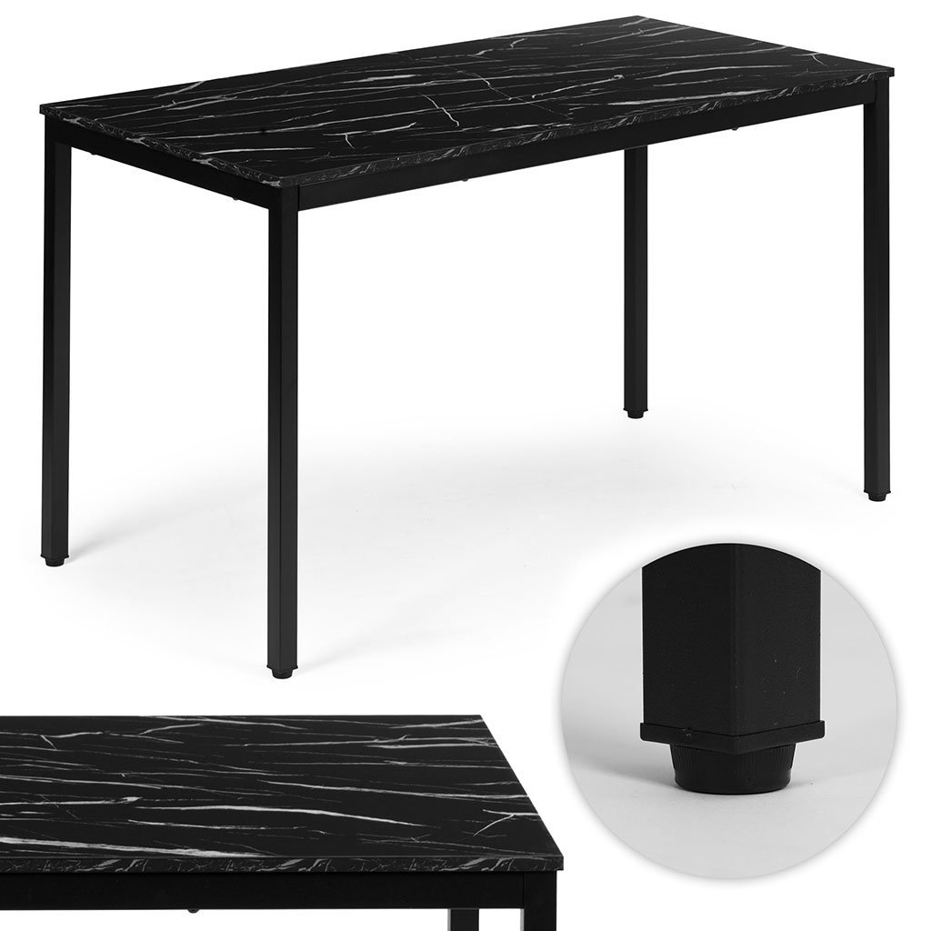 Valgomojo ir rašomojo stalas 120x60 cm juodo marmuro rašto