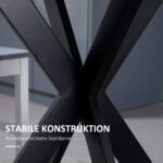 Valgomojo stalas modernus apvalus Ø75 cm su kryžminėmis plieninėmis kojomis