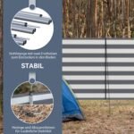 Vėjo užtvara stovyklavimui su privatumo apsauga ir 4 plieniniais strypais